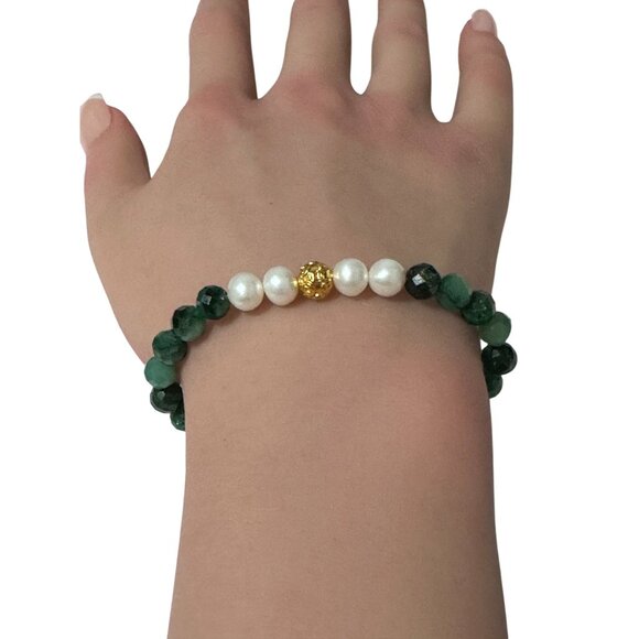 18K Gold Money Coin Ball Gemstones Birthstones Pearl Amethyst 5-6mm - Picture 7 of 7